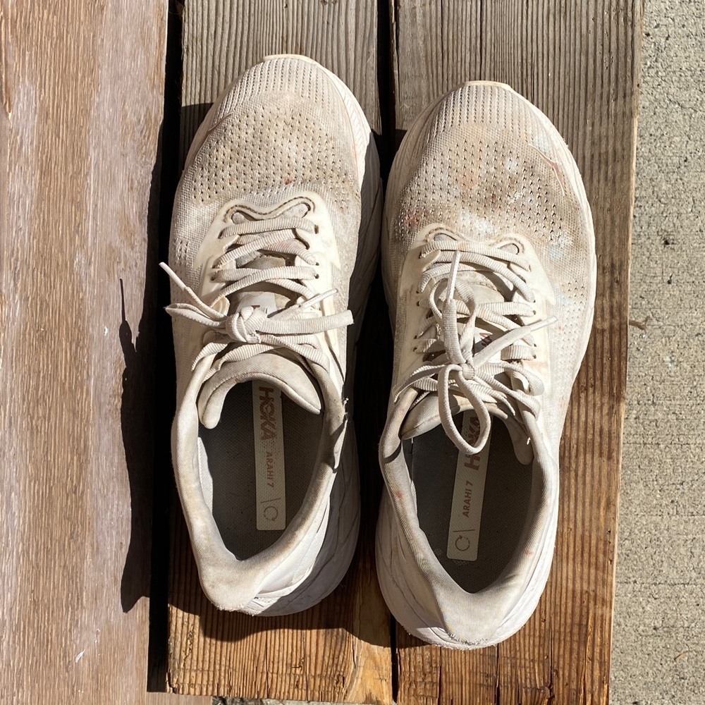 HOKA Cream Mesh Running Sneakers